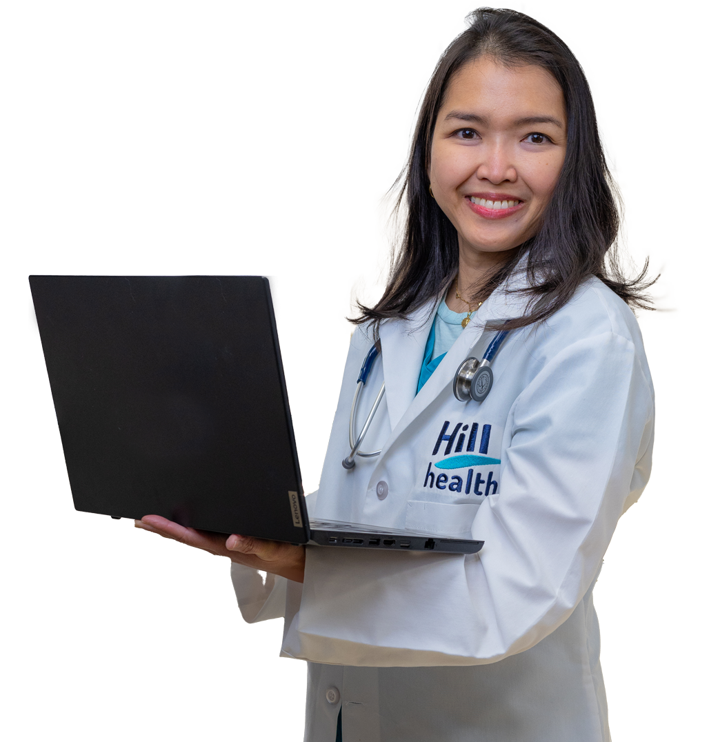 Carene_Parulan M.D. holding a laptop